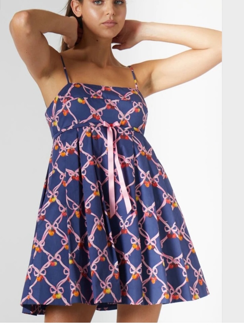 Rachel Antonoff Christina Dress Navy Blue Cherry
Ribbon Babydoll Mini sz 10